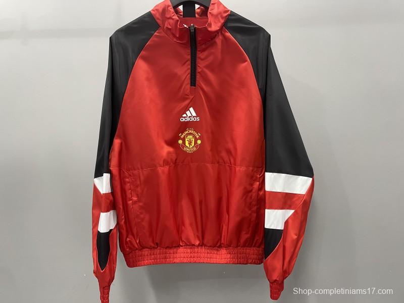 23/24 Manchester United Red half Zipper Windbreaker