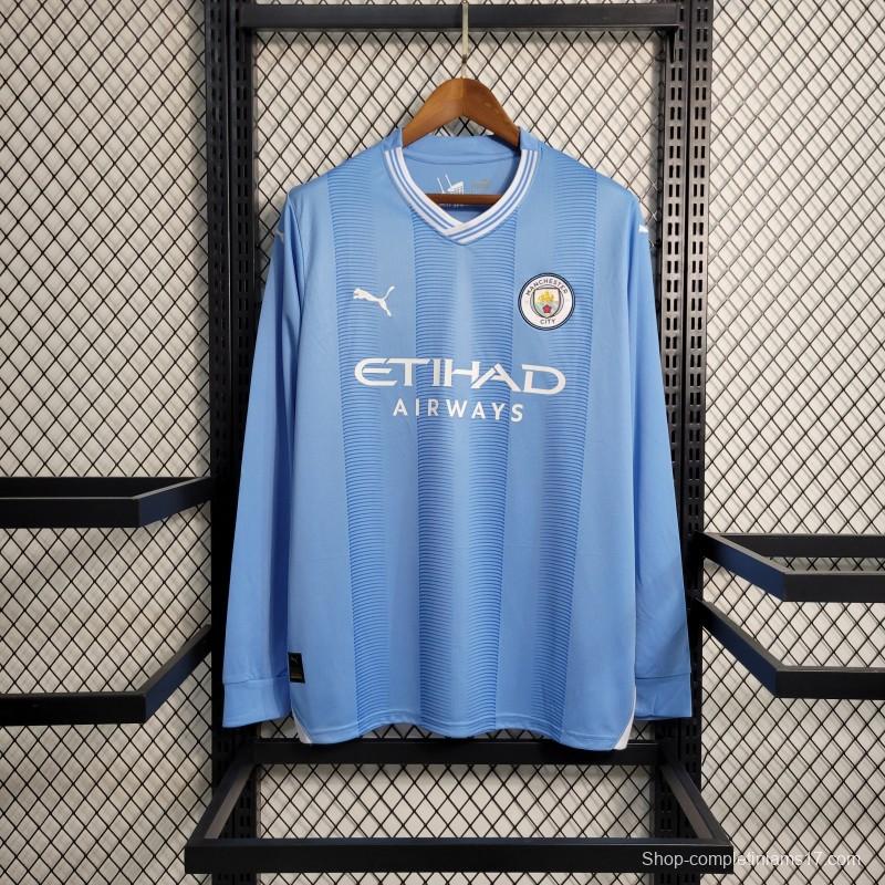 23-24 Manchester City Home Long Sleeve Jersey