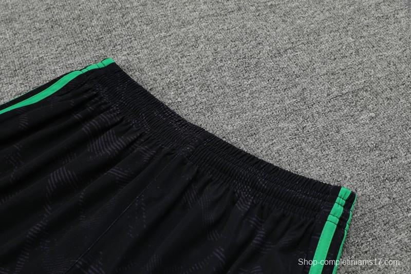 23-24 Real Madrid Black Green Pattern Short Sleeve+Shorts