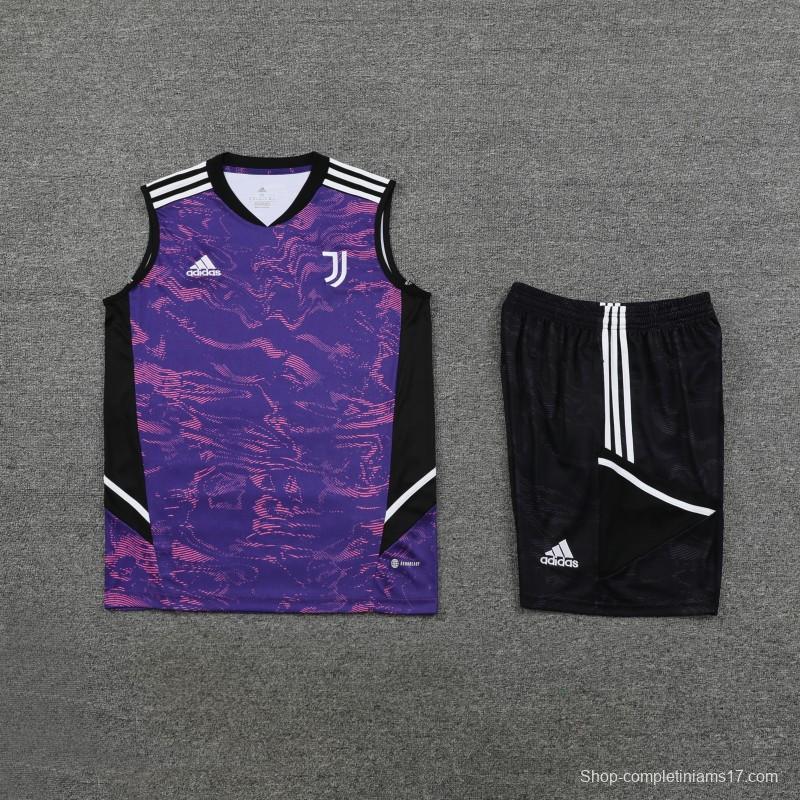 23-24 Juventus Purple Vest Jersey+Shorts