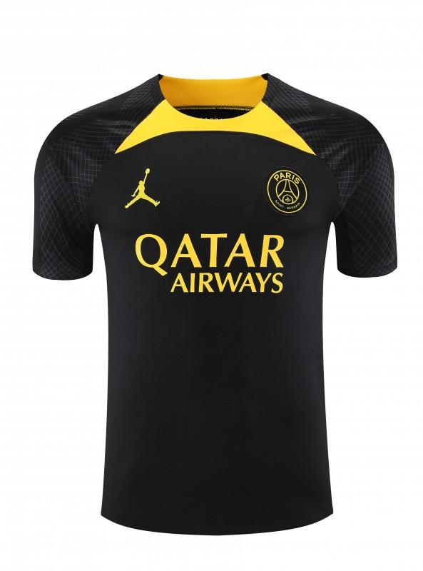 23-24 PSG Black Yellow Short Sleeve+Shorts