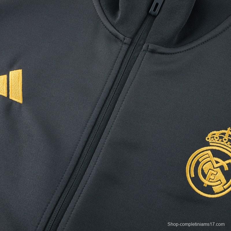 23/24 Real Madrid Grey/Black Full Zipper Jacket+Pants