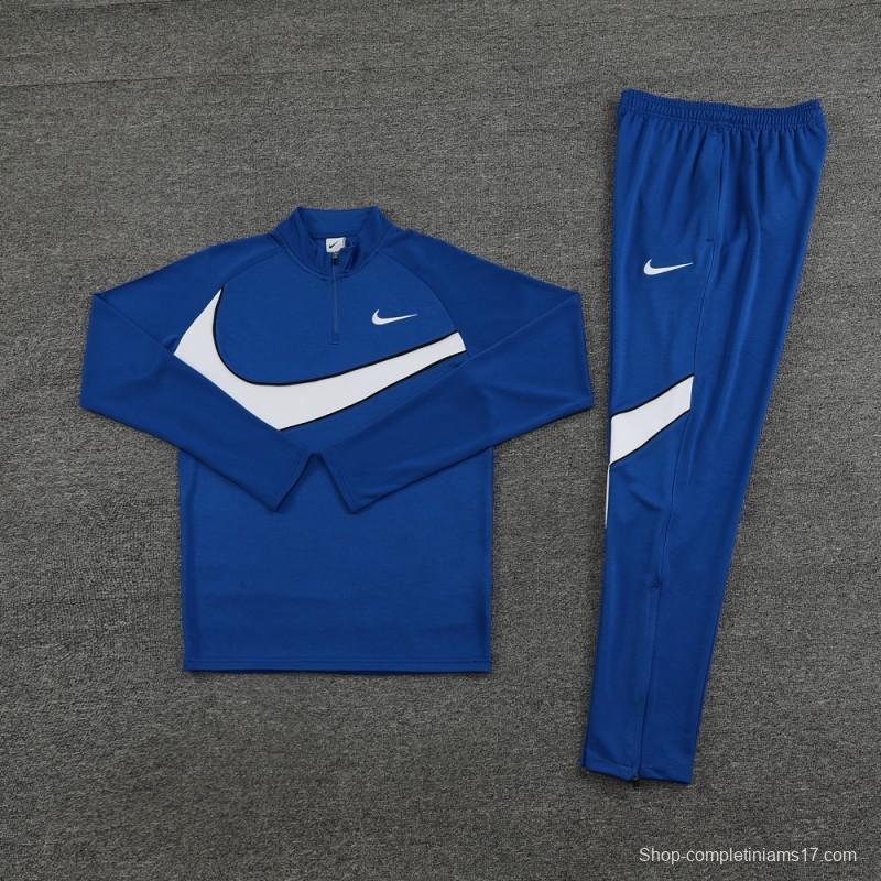 2024 Nike Blue/White Half Zipper Jacket+Pants