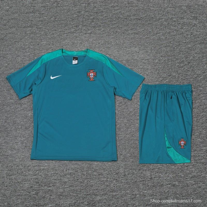 2024 Portugal Blue Short Sleeve Jersey+Shorts