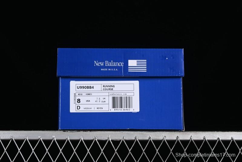 New Balance 990 Series Premium USA-Made Retro Running Shoes with Carbon Midsole - U990BB4