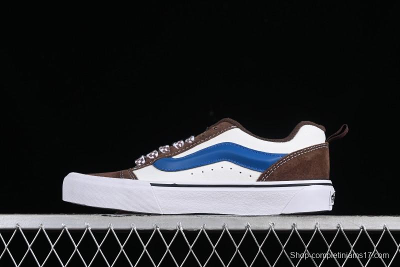 Vans Classics Knu Skool White Blue Brown Colorblock Chunky Tongue Skate Shoes - VN0009QCDMV