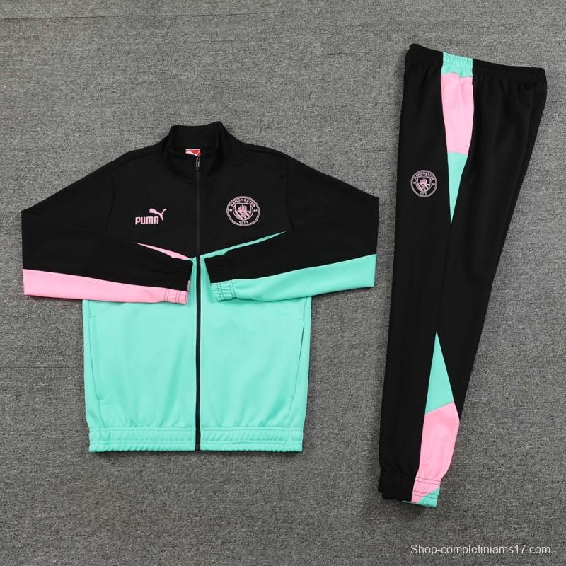 24/25 Manchester City Black/Green Full Zipper Jacket +Long Pants