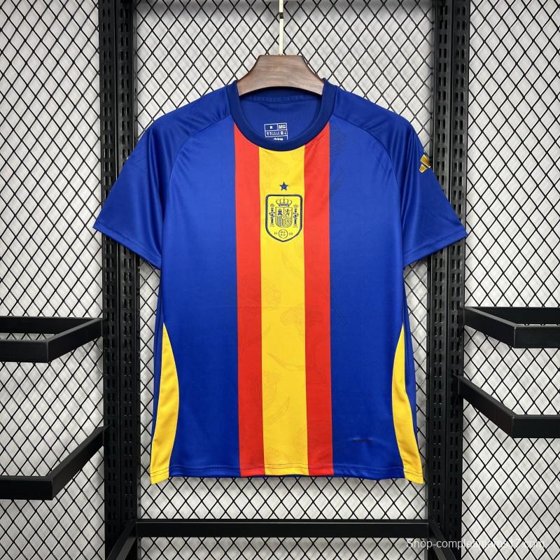 2024 Spain Euro Blue/Red/Yellow Pre-match Training Jersey