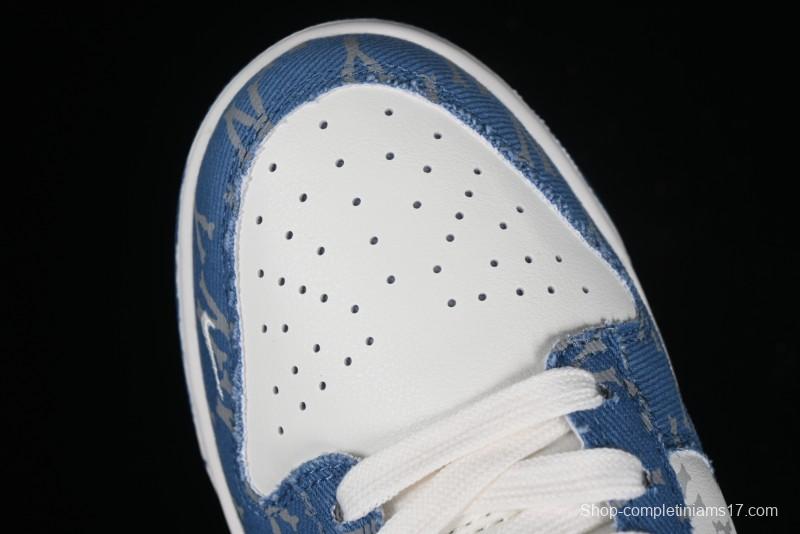 Nike SB Dunk Low MLB Collaboration - Blue Denim Anniversary Custom Low-Top Casual Sneakers - DQ1098-348