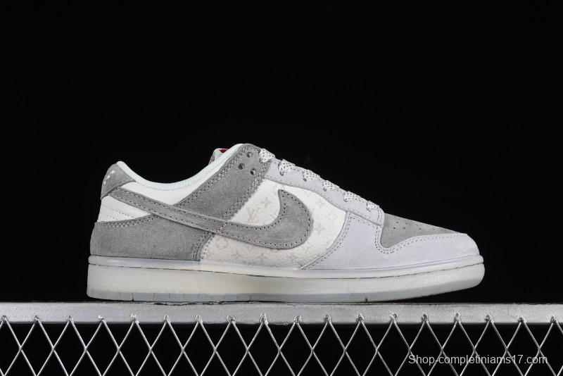Nike SB Dunk Low LV Collaboration - Beige Grey Crystal Sole Night Light Anniversary High-End Custom Low-Top Casual Sneakers - CR8033-503