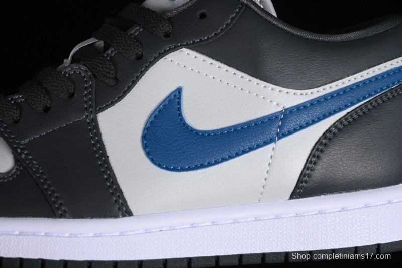 Nike Air Jordan 1 Low AJ1 Black Grey Blue Swoosh Low-Top Lifestyle Basketball Shoes - DC0774-040