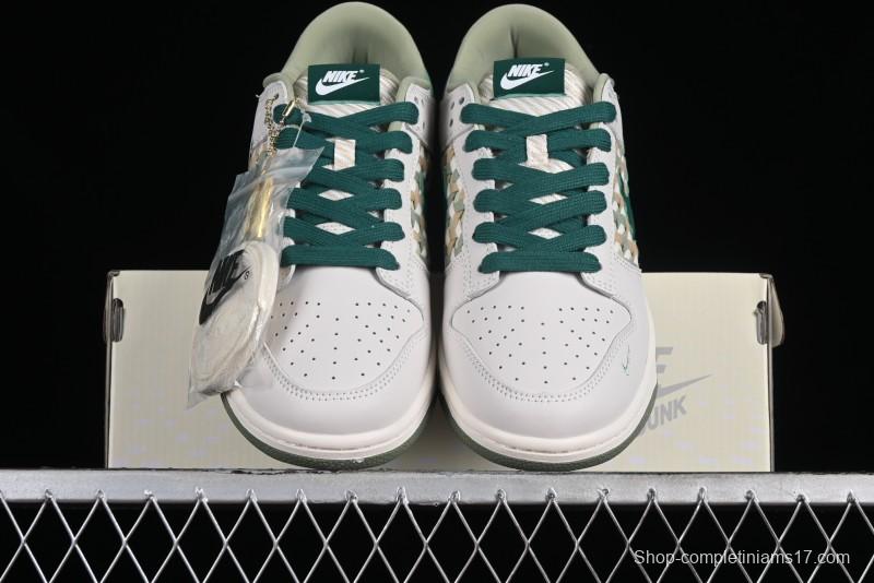 Nike SB Dunk Low UN Collaboration - White Green Swoosh Anniversary Custom Low-Top Casual Skate Shoes - DQ1098-359
