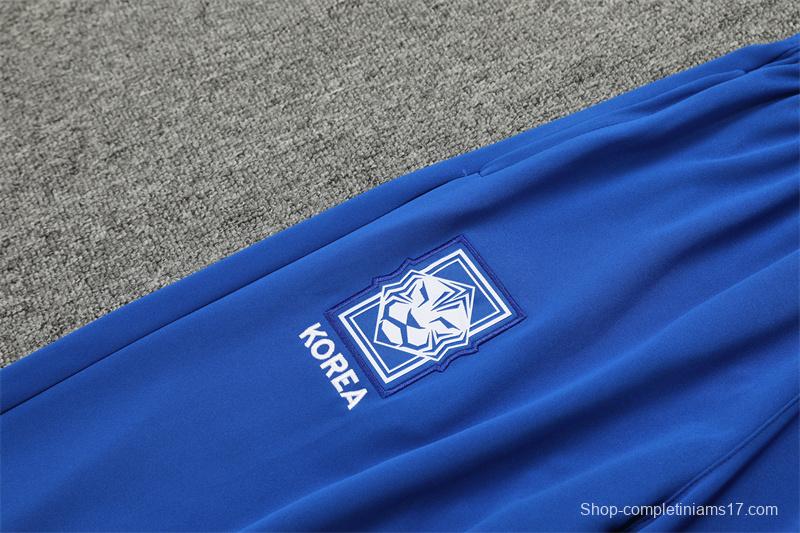 2024 South Korea Blue Half Zipper Jacket+Long Pants