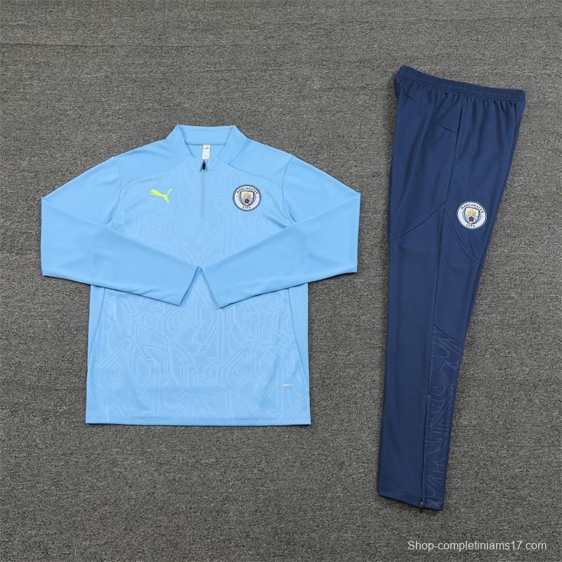 24/25 Manchester City Sky Blue Half Zipper Jacket+Long Pants