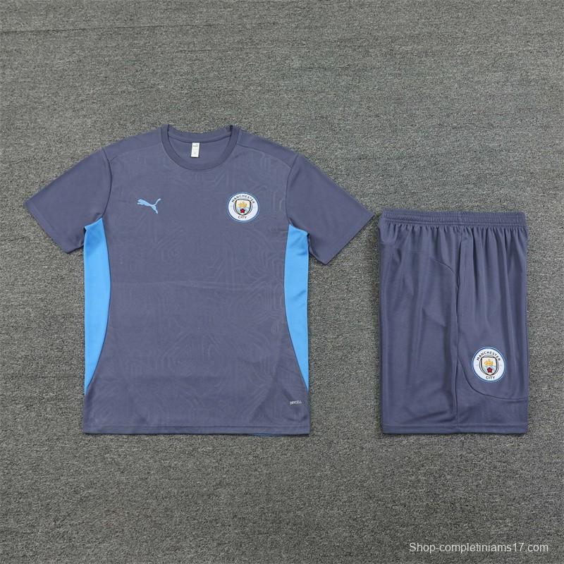 24/25 Manchester City Blue White Short Sleeve Jersey+Shorts