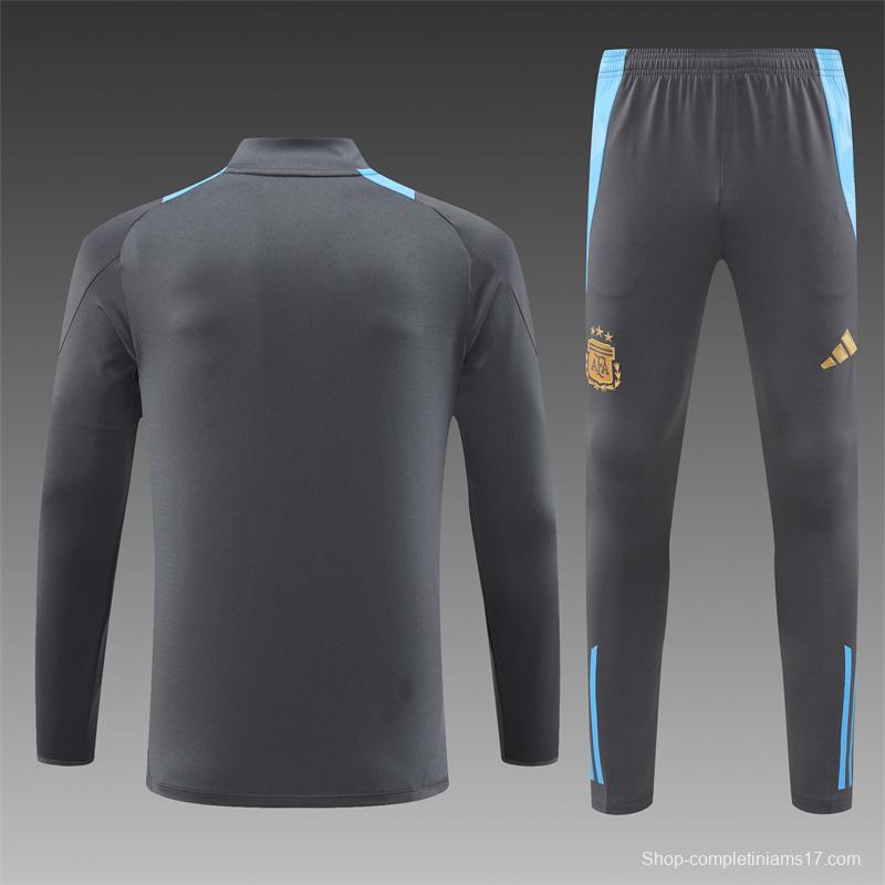 2024 Argentina Grey Half Zipper Jacket+Long Pants