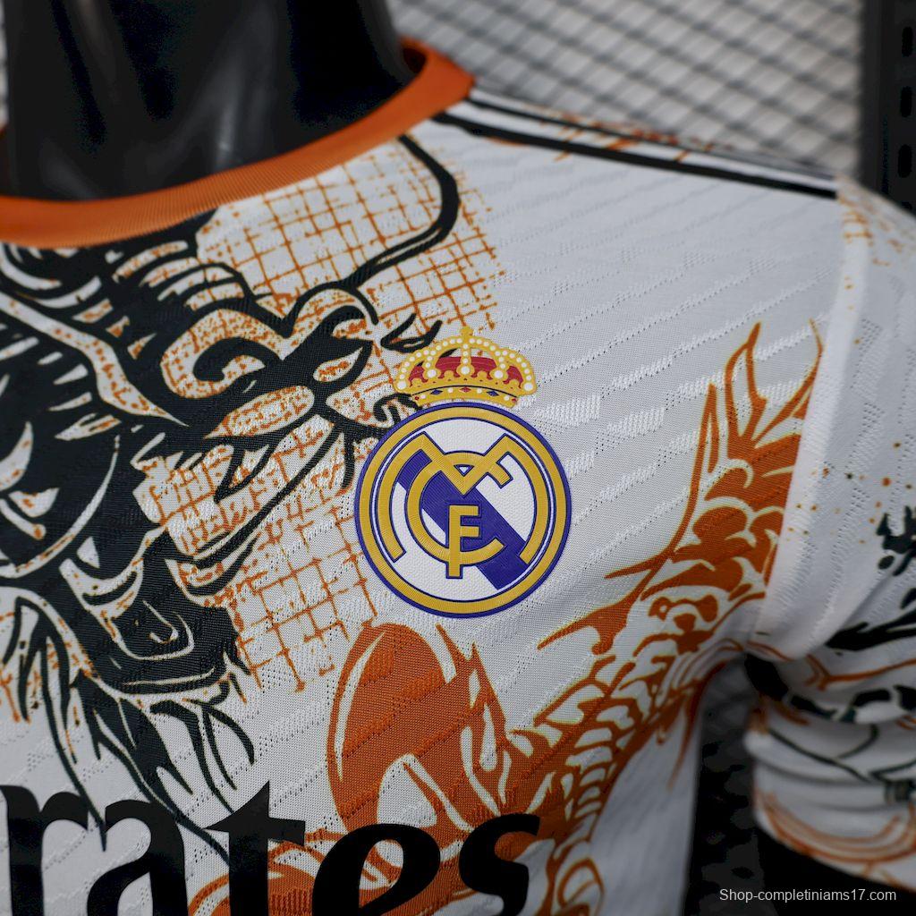 2025/26 Player Version Real Madrid Black And White Dragon Version Jersey
