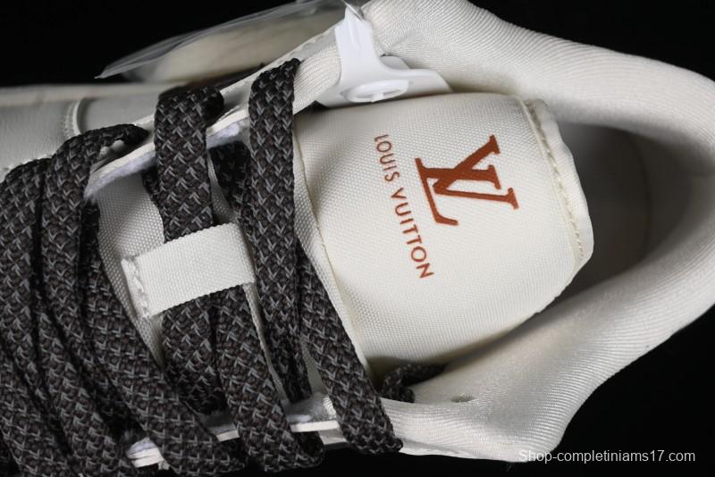 Nike Air Jordan 1 Low LV Collaboration Sneakers - Classic Monogram Swoosh in Off-White - WG8850-004