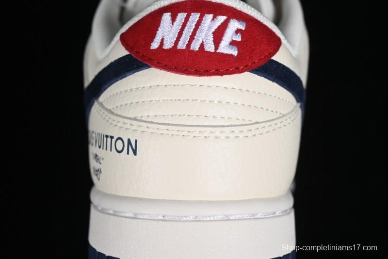 Nike SB Dunk Low LV Collaboration - Suede Navy Blue Anniversary High-End Custom Low-Top Casual Sneakers - FC1688-134