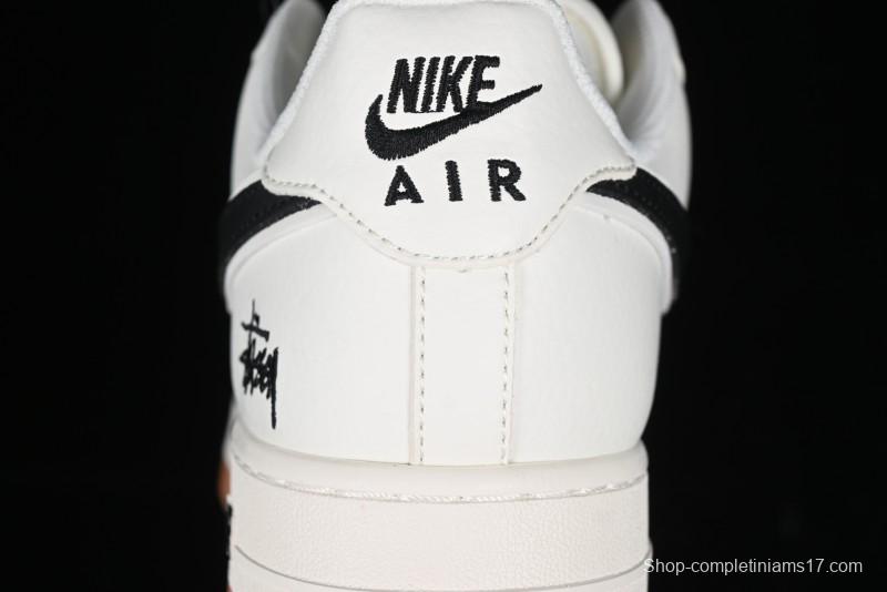 Nike Air Force 1 '07 Low Stussy Collaboration - Beige Black Gum Sole Low-Top Casual Sneakers - XZ5688-001