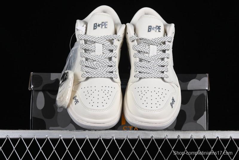 Nike Air Jordan 1 Low BAPE Collaboration - White Grey Basketball Shoes - WG8850-003