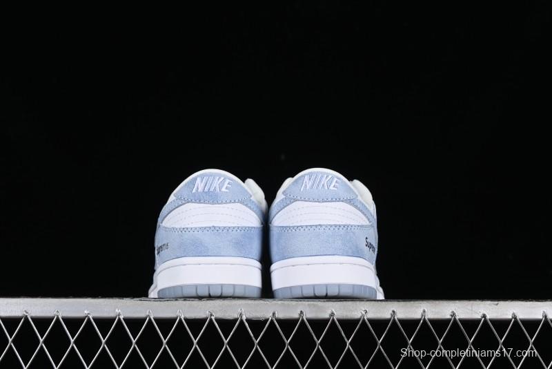 Nike SB Dunk Low Supreme Collaboration - Ice Crystal Blue Anniversary High-End Custom Low-Top Casual Skate Shoes - JH8039-939