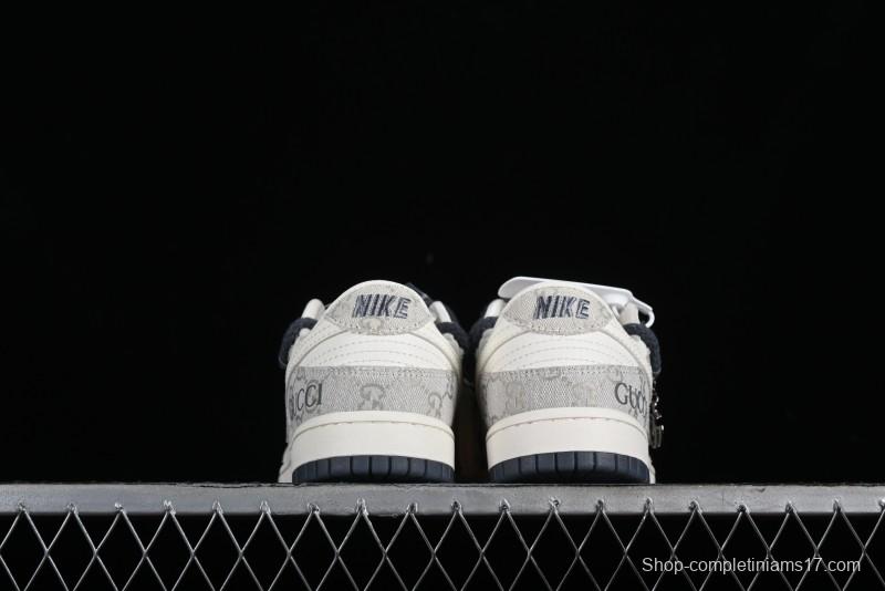 Nike SB Dunk Low Gucci Collaboration - Lace-Up Ash Anniversary High-End Custom Low-Top Casual Sneakers - SJ2068-263