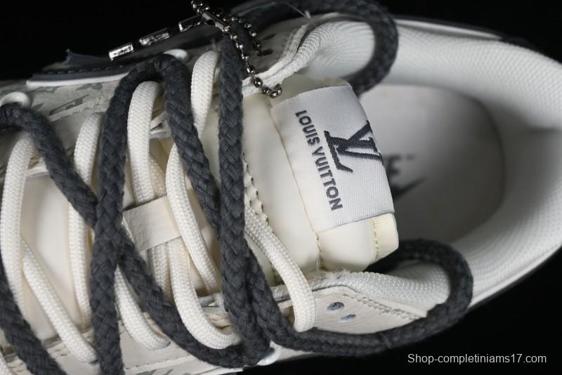 Nike SB Dunk Low LV Collaboration - Straps Lamborghini Off White Dark Grey Swoosh Anniversary High-End Custom Low-Top Casual Sneakers - SJ2068-262