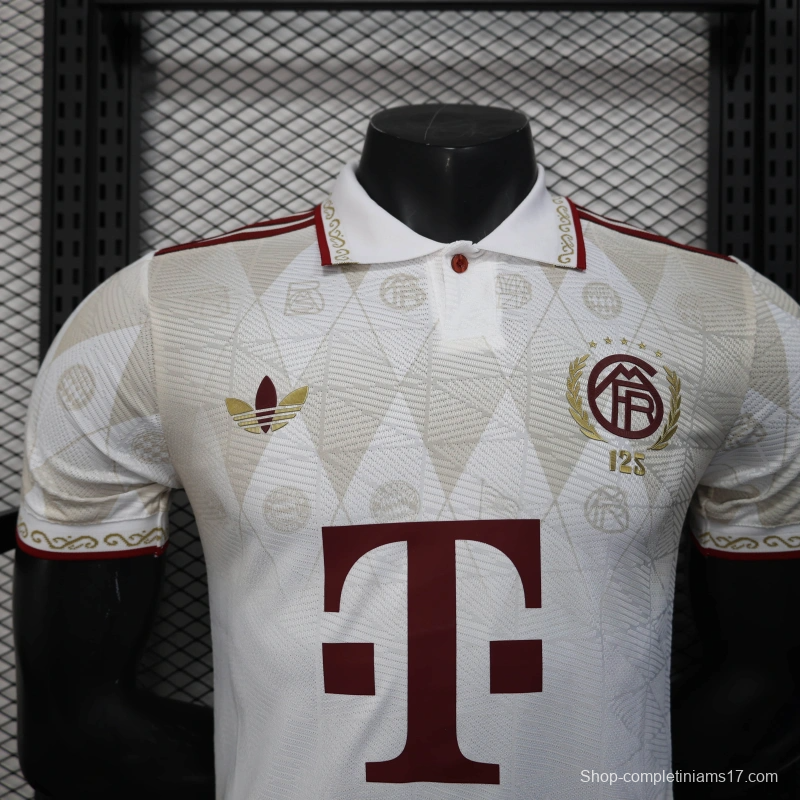 25/26 Player Version Bayern Munich White Diamond Pattern POLO Special Jersey