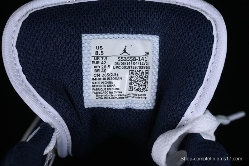 Nike Air Jordan 1 Low AJ1 White Blue Grey Low Top Lifestyle Basketball Shoes - 553558-141