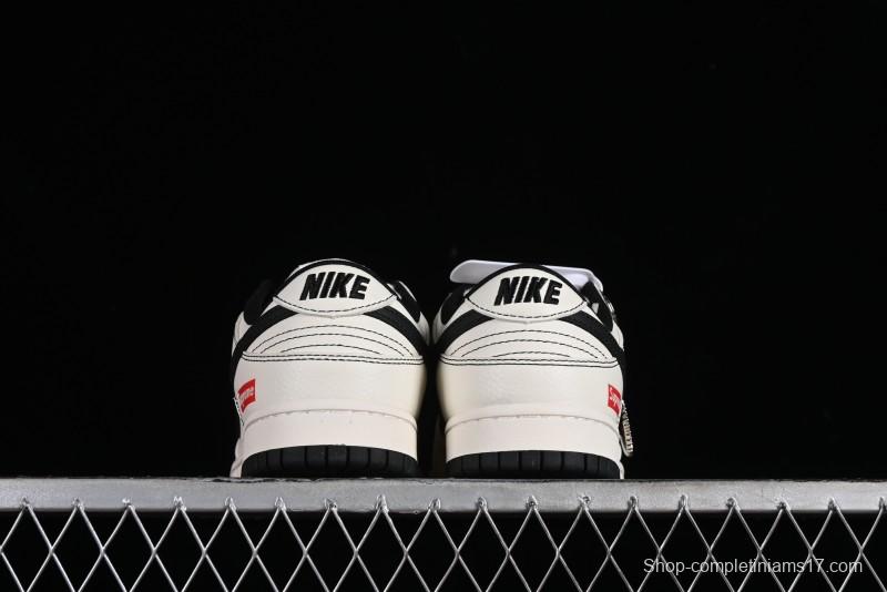 Nike SB Dunk Low Supreme Collaboration - Beige Black Line Anniversary Customized Low-Top Casual Skate Shoes - XX2025-316