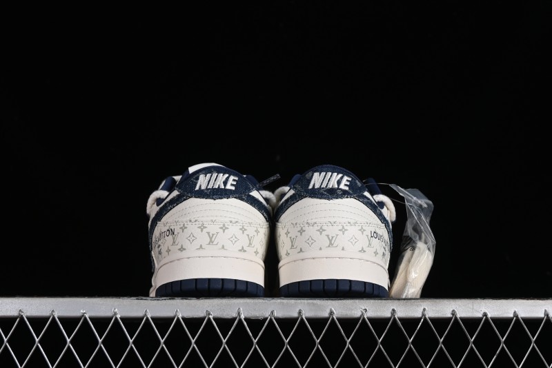 Nike SB Dunk Low LV Collaboration - Light Blue Check Print Anniversary High-End Custom Low-Top Casual Sneakers - SJ2068-249