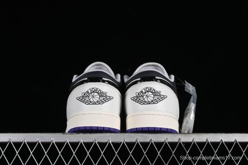 Nike Air Jordan 1 Low SE Casual Sneakers in Black White with Metallic Purple Accents - HF5759-101