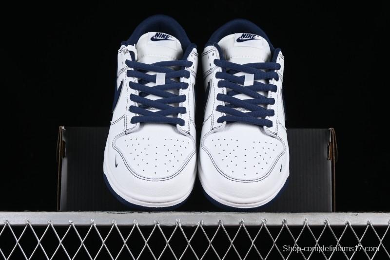 Nike Supreme x SB Dunk Low Collaboration - Navy Blue Anniversary High-End Custom Low-Top Casual Skate Shoes - DY1503-005