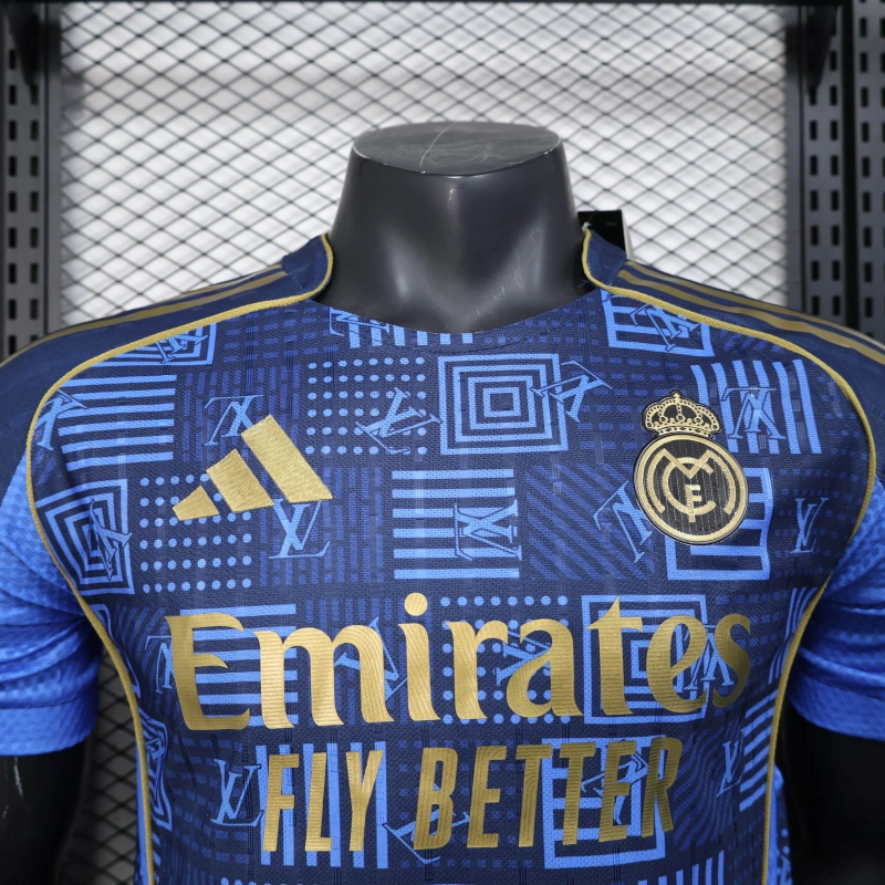 25/26 Player Version Real Madrid Blue Geometric Pattern Away Jersey