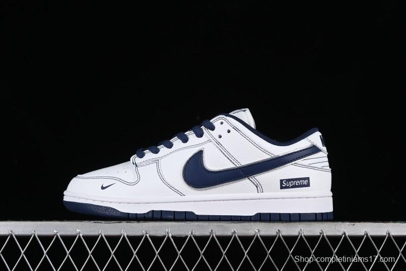 Nike Supreme x SB Dunk Low Collaboration - Navy Blue Anniversary High-End Custom Low-Top Casual Skate Shoes - DY1503-005