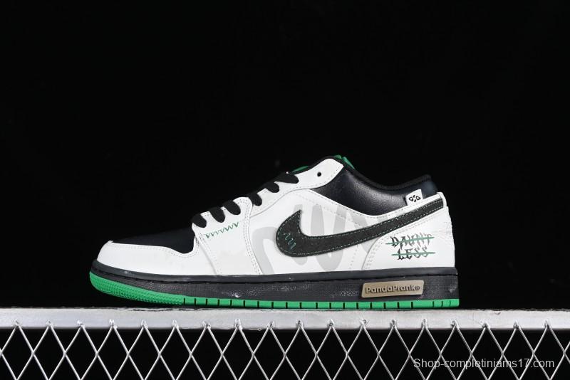 Nike Air Jordan 1 Low Retro Basketball Shoes with Panda Mischief Pioneer Rider Design - 553558-065