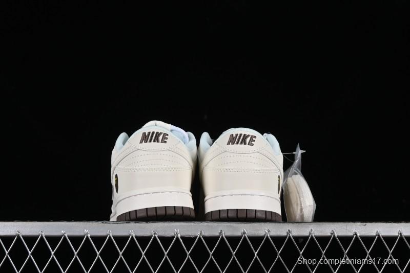 Nike SB Dunk Low BAPE Collaboration Anniversary Edition - White with Brown Swoosh Low-Top Casual Skate Shoes - XD6188-019