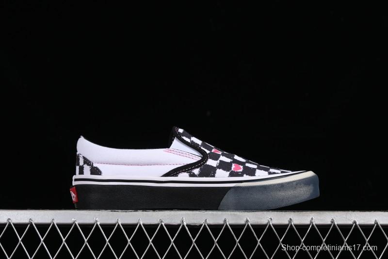 Vans Slip-On Classic Collaborative Hand-Painted Graffiti with Pink Accents and Crystal Outsole Checkerboard Slip-On - VN000CT5BPA