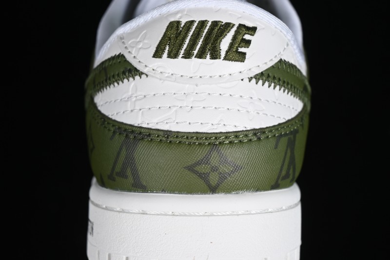 Nike SB Dunk Low LV Collaboration - Embroidered White Green Print Anniversary High-End Custom Low-Top Casual Sneakers - DQ1098-362