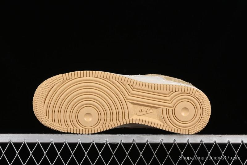 Nike Air Force 1 '07 Low LV Collaboration - Khaki Double Swoosh Low-Top Casual Sneakers - HD1968-027