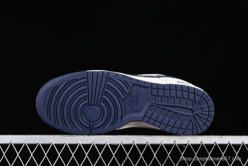Nike SB Dunk Low Supreme Collaboration - Dark Blue Canvas Anniversary High-End Custom Low-Top Casual Skate Shoes - BB6698-511