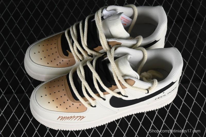 Nike Air Force 1 '07 Low Custom Cappuccino Anime-Themed Spray-Painted Casual Sneakers with Strap - ZH0316-019