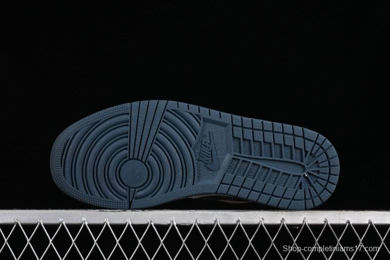 Nike Air Jordan 1 Low LV Collaboration - White with Blue Swoosh Custom Casual Sneakers - WG8850-005