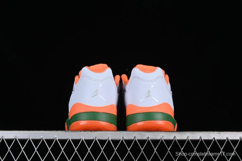 Nike Air Jordan 5 Retro Low AJ5 Sneakers in Football Grey with Vivid Orange and Pine Green Accents - FQ1293-018
