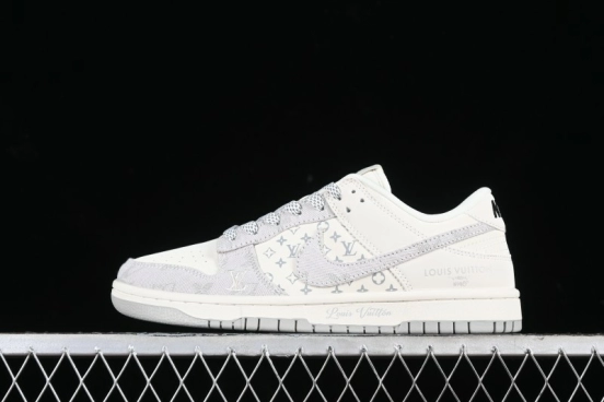Nike SB Dunk Low LV Collaboration - Beige Denim Anniversary High-End Custom Low-Top Casual Skate Shoes - JH8310-947