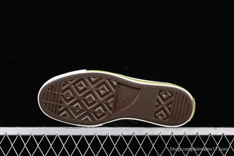 Converse Chuck 70 High Top Casual Canvas Sneakers with Light Beige Upper and Avocado Green Accents - A08530C