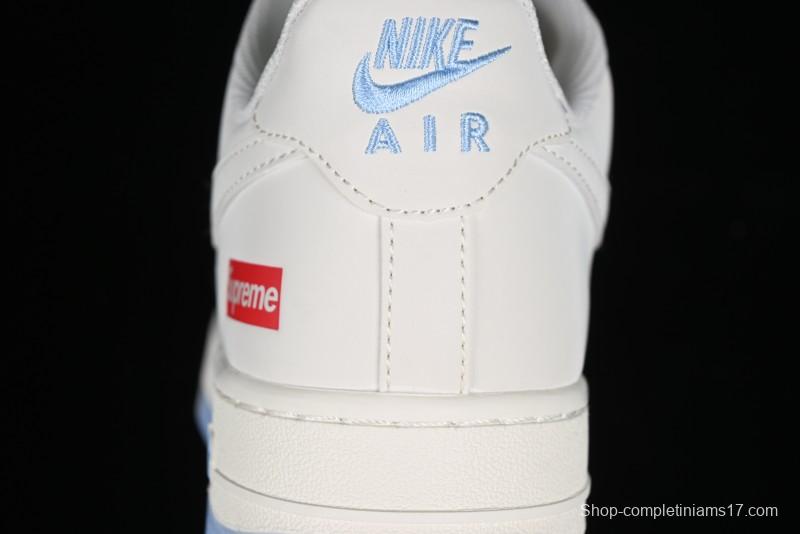 Nike Air Force 1 '07 Low Supreme Collaboration - White Blue Colorblock Low-Top Casual Sneakers BB9599-202