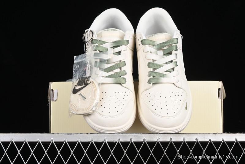 Nike SB Dunk Low Supreme Collaboration - Beige Green Two-Tone Anniversary High-End Custom Low-Top Casual Skate Shoes - BB8675-109
