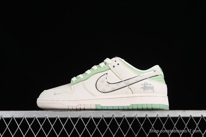Nike SB Dunk Low Stussy Collaboration - Cream Apple Green Anniversary Custom Low-Top Casual Skate Shoes - XY1688-006